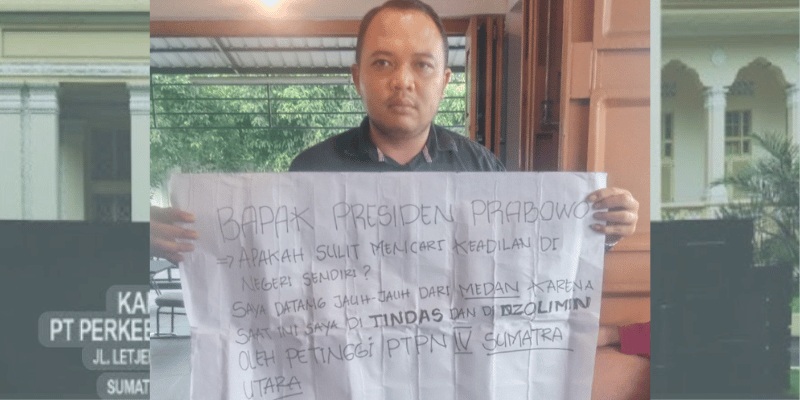 Seorang karyawan yang meminta keadilan ke Presiden Prabowo.